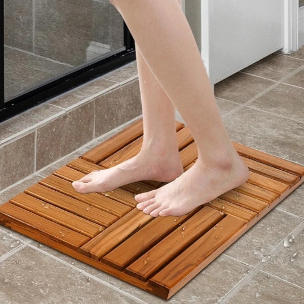 Teakwood luxury spa bath mat indoor and outdoor